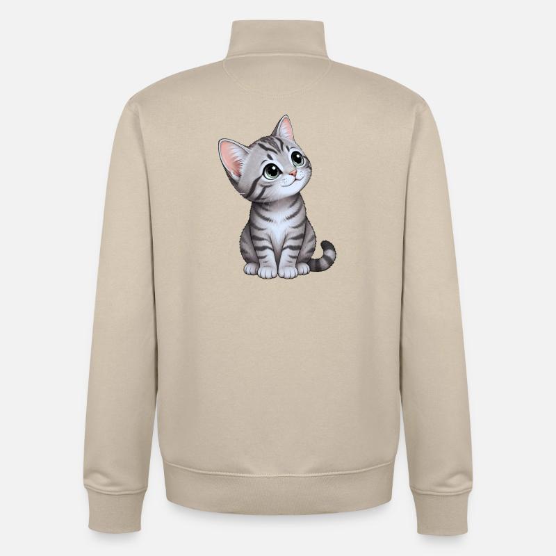chaton mignon - Sweat zippé unisexe en coton bio Stanley/Stella - beige crème