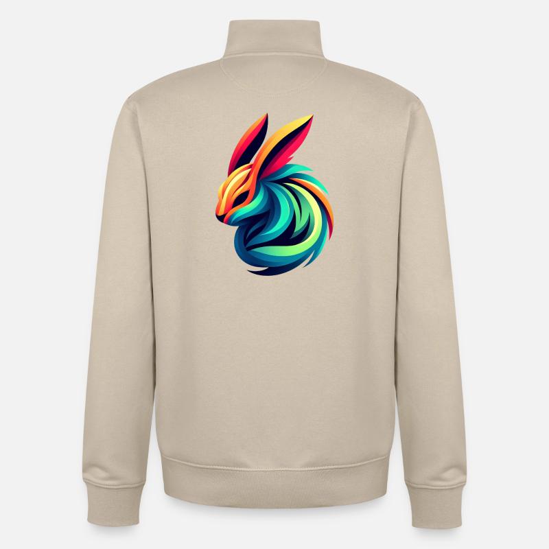 Lapin Couleur Éclatante - Sweat zippé unisexe en coton bio Stanley/Stella - beige crème