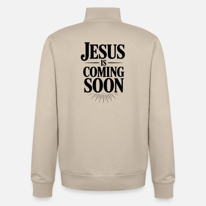Jésus arrive bientôt - Sweat zippé unisexe en coton bio Stanley/Stella - beige crème