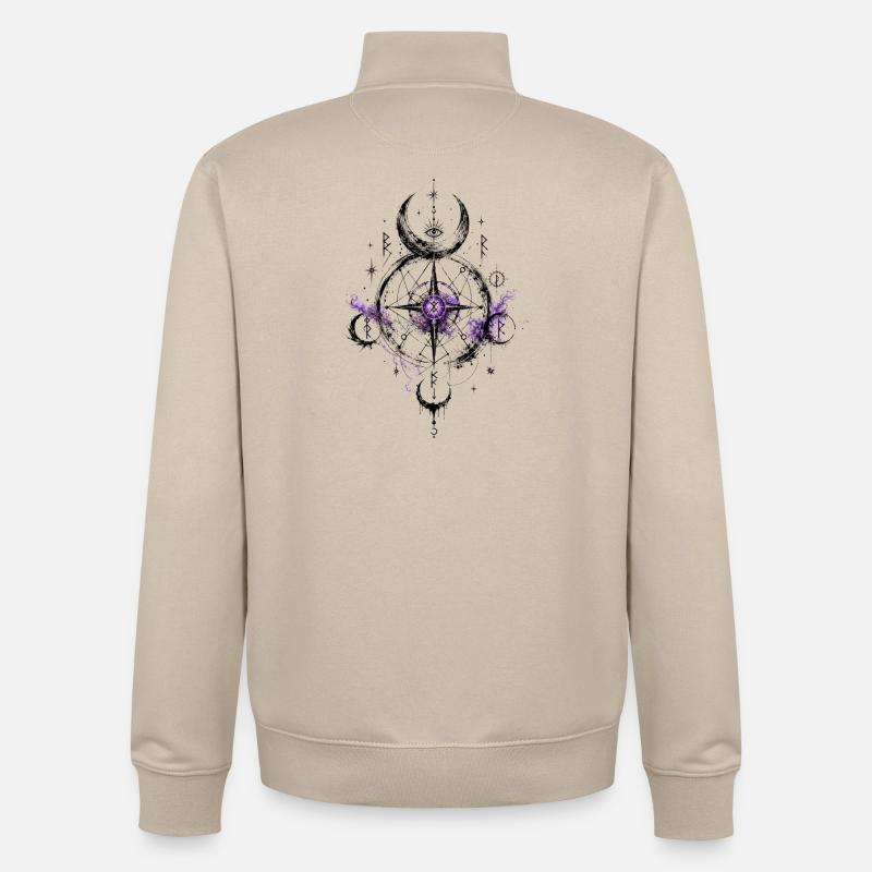 Géométrie Pourpre de la Nuit - Sweat zippé unisexe en coton bio Stanley/Stella - beige crème