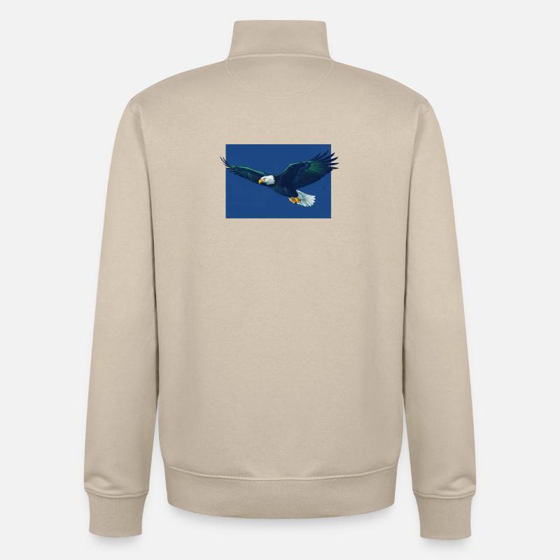 Vol d’aigle dans Blue Sky, Seattle, Seahawks - Sweat zippé unisexe en coton bio Stanley/Stella - beige crème