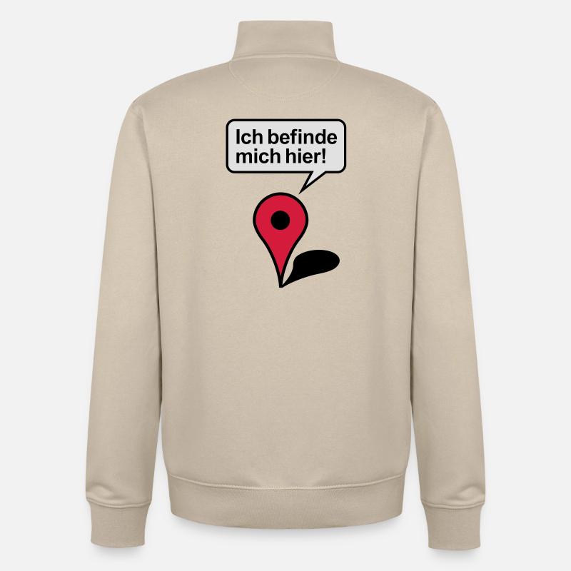 Je suis ici Google Maps - Sweat zippé unisexe en coton bio Stanley/Stella - beige crème