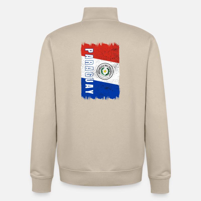 drapeau du Paraguay - Sweat zippé unisexe en coton bio Stanley/Stella - beige crème