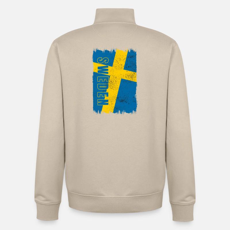 Drapeau de la Suède - Sweat zippé unisexe en coton bio Stanley/Stella - beige crème