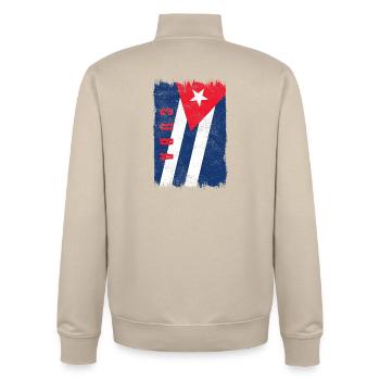 Drapeau de Cuba - Sweat zippé unisexe en coton bio Stanley/Stella - beige crème - Dos - AI Model Male 185 dark (185cm)