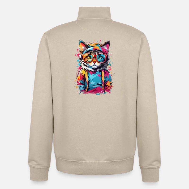 Chat mignon - Sweat zippé unisexe en coton bio Stanley/Stella - beige crème