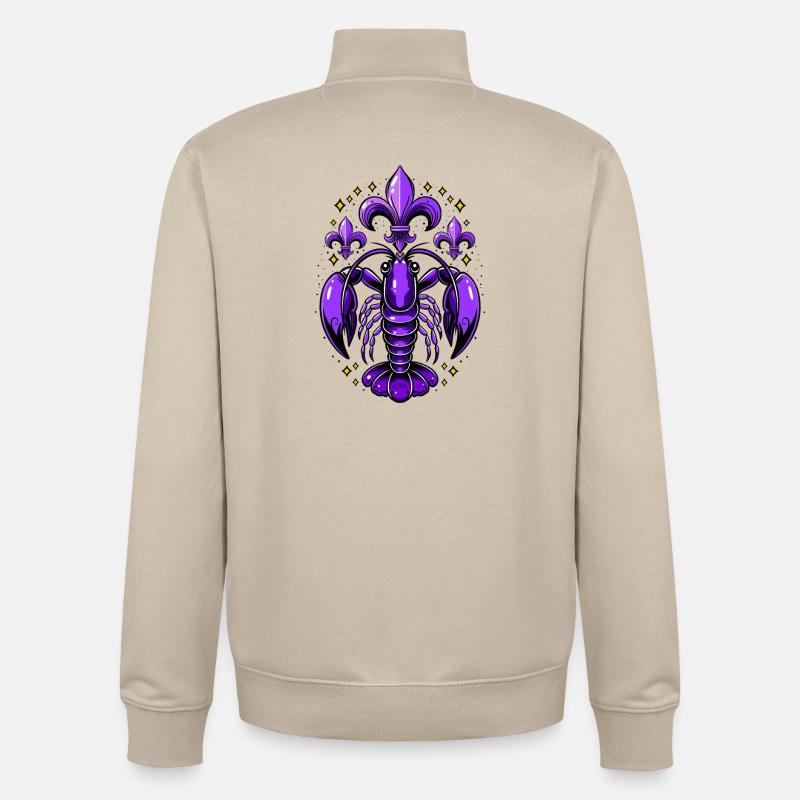 Mardi Gras Languste mit Fleur-de-Lis Design - Unisex Organic Zip Sweatshirt von Stanley/Stella - Cremebeige