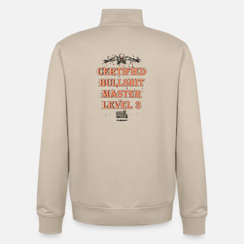 Certified Bullshit Master Level 3 - Unisex Organic Zip Sweatshirt von Stanley/Stella - Cremebeige