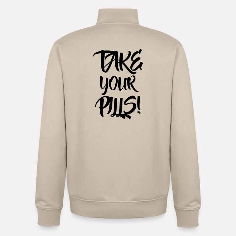 Nehme deine Pillen - Unisex Organic Zip Sweatshirt von Stanley/Stella - Cremebeige