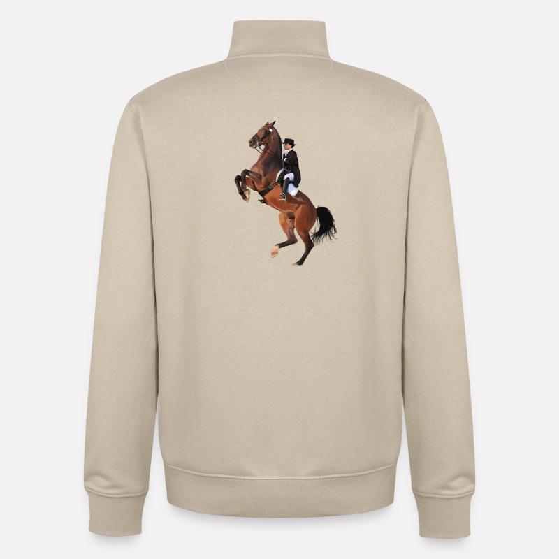Eleganter Reiter auf Springendem Pferd - Unisex Organic Zip Sweatshirt von Stanley/Stella - Cremebeige
