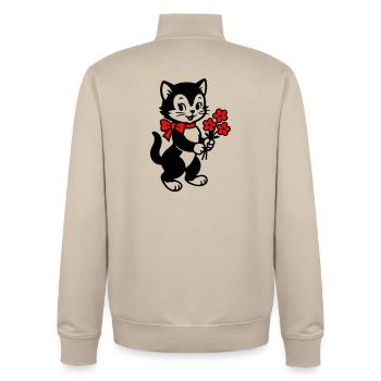 Schwarze Katze mit rotem Band - Unisex Organic Zip Sweatshirt von Stanley/Stella - Cremebeige - Hinten - AI Model Male 185 dark (185cm)