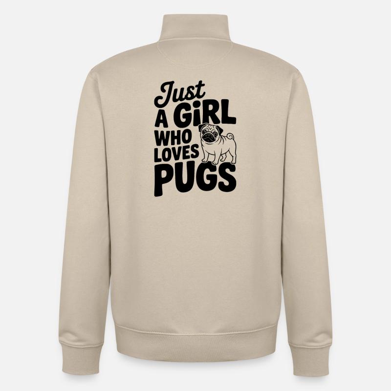 Nur ein Mädchen, das Möpse liebt - Unisex Organic Zip Sweatshirt von Stanley/Stella - Cremebeige