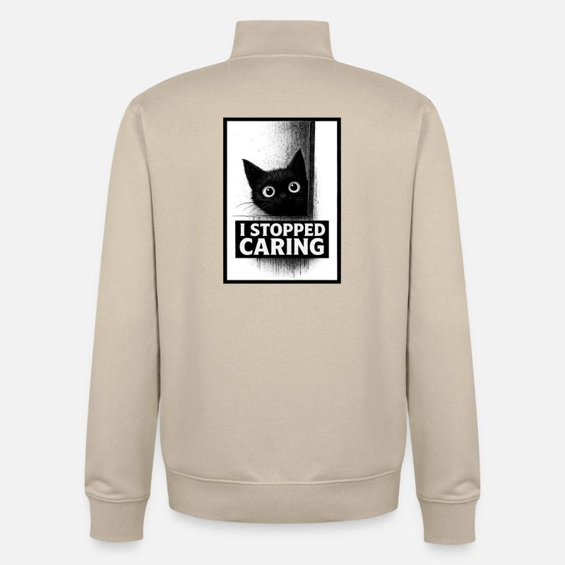 Arrêté de s’intéresser à Chat - Sweat zippé unisexe en coton bio Stanley/Stella - beige crème