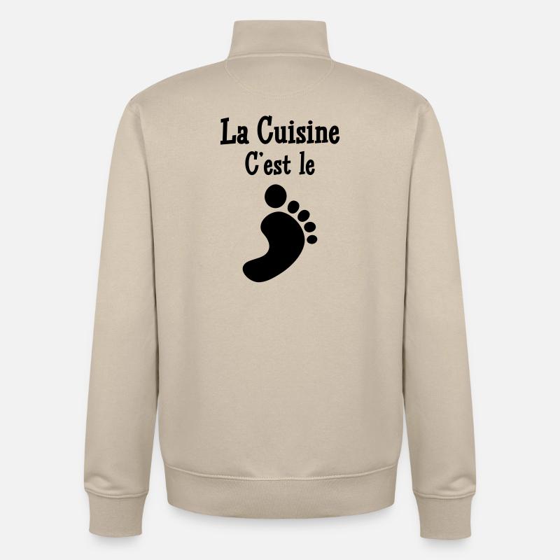 La cuisine c’est le pied - Sweat zippé unisexe en coton bio Stanley/Stella - beige crème