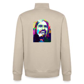 Die Tage der Rock'n'Roll-Popkunst - Unisex Organic Zip Sweatshirt von Stanley/Stella - Cremebeige - Hinten - AI Model Male 185 dark (185cm)