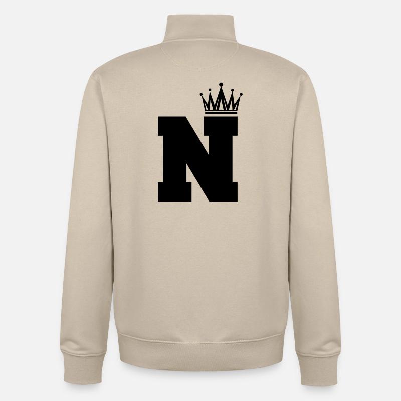 Couronne N - Sweat zippé unisexe en coton bio Stanley/Stella - beige crème