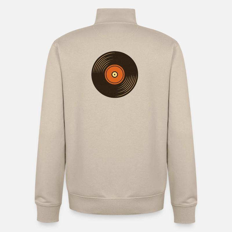 Conception rétro de la platine vinyle - Sweat zippé unisexe en coton bio Stanley/Stella - beige crème