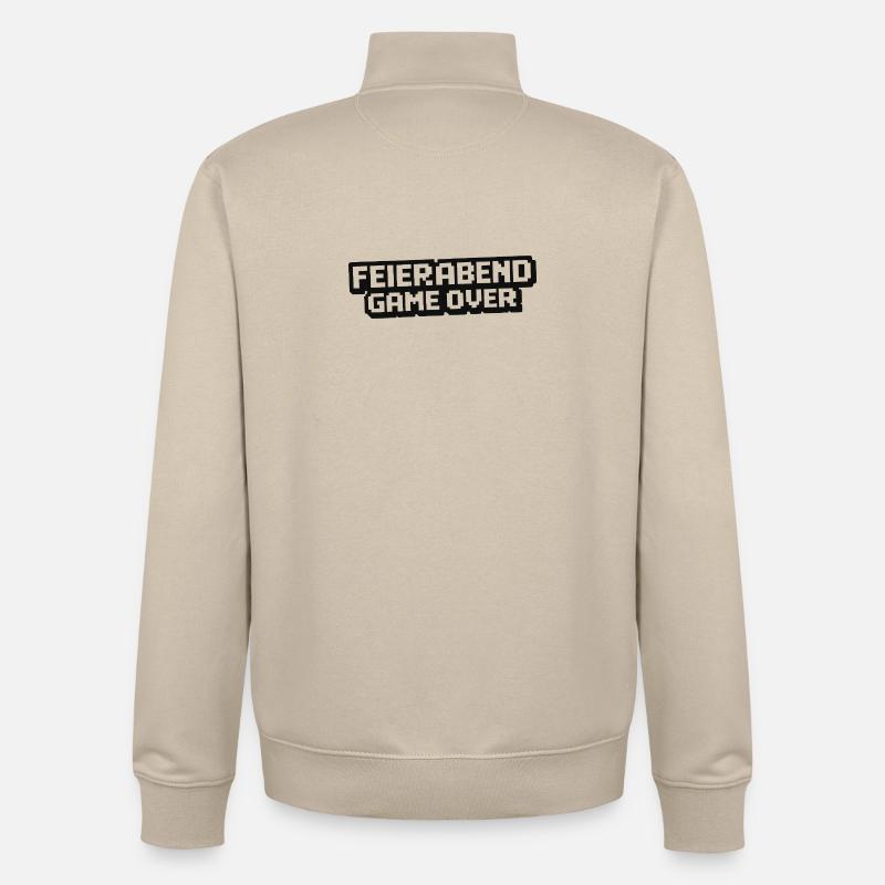 Feierabend Gameover Pixel Style - Sweat zippé unisexe en coton bio Stanley/Stella - beige crème