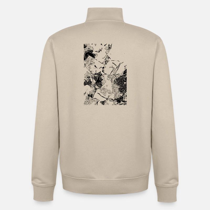 Abstract image / line / black / pattern - Unisex Organic Zip Sweatshirt by Stanley/Stella - desert dust