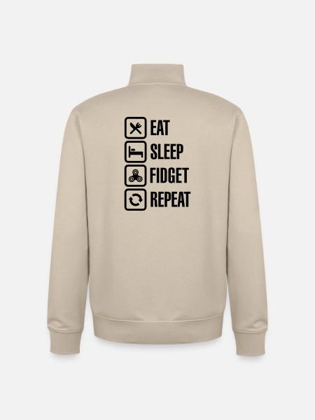 Eat Sleep Fidget Repeat - Fidget Spinner - Sweat zippé unisexe en coton bio Stanley/Stella - beige crème