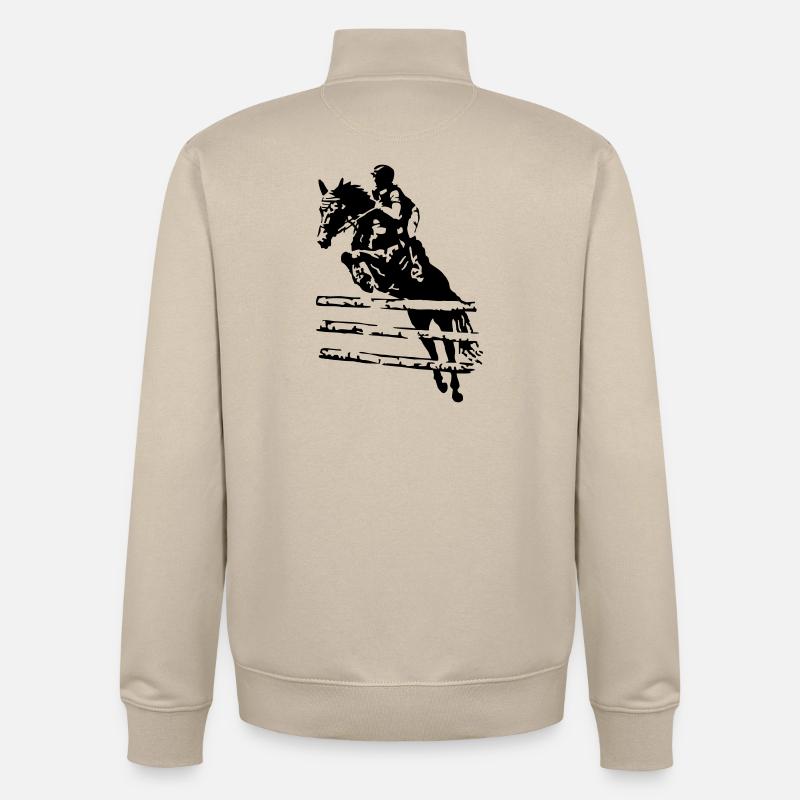 Cavalier de saut d’obstacles - Sweat zippé unisexe en coton bio Stanley/Stella - beige crème