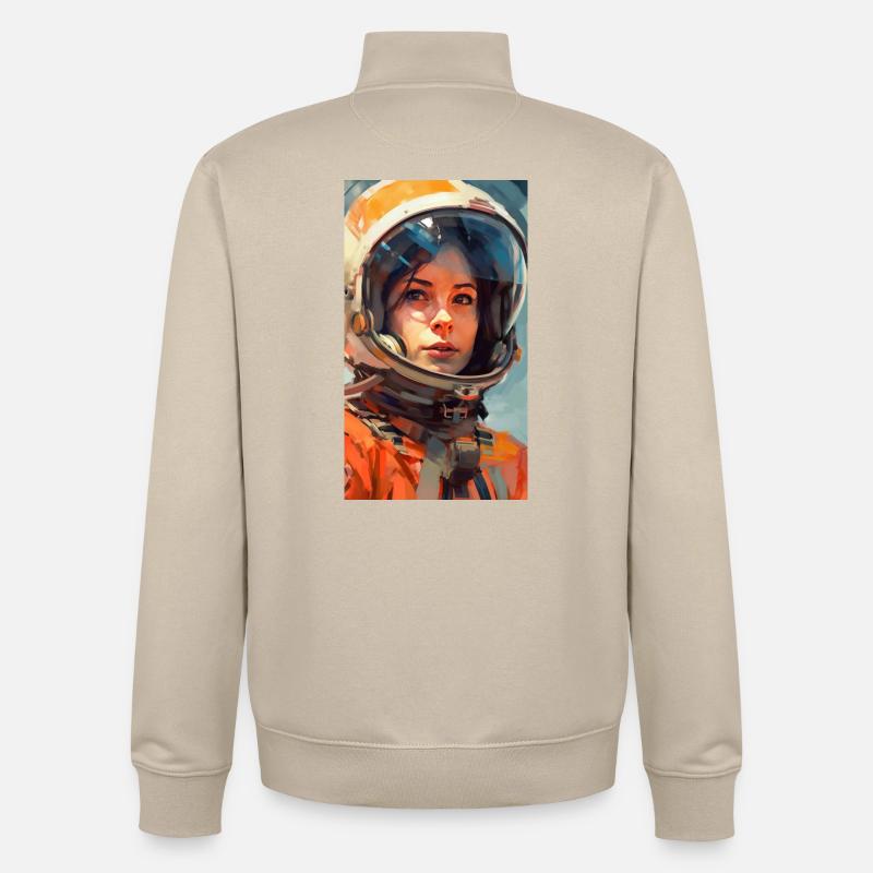 Fille de l’espace - Sweat zippé unisexe en coton bio Stanley/Stella - beige crème