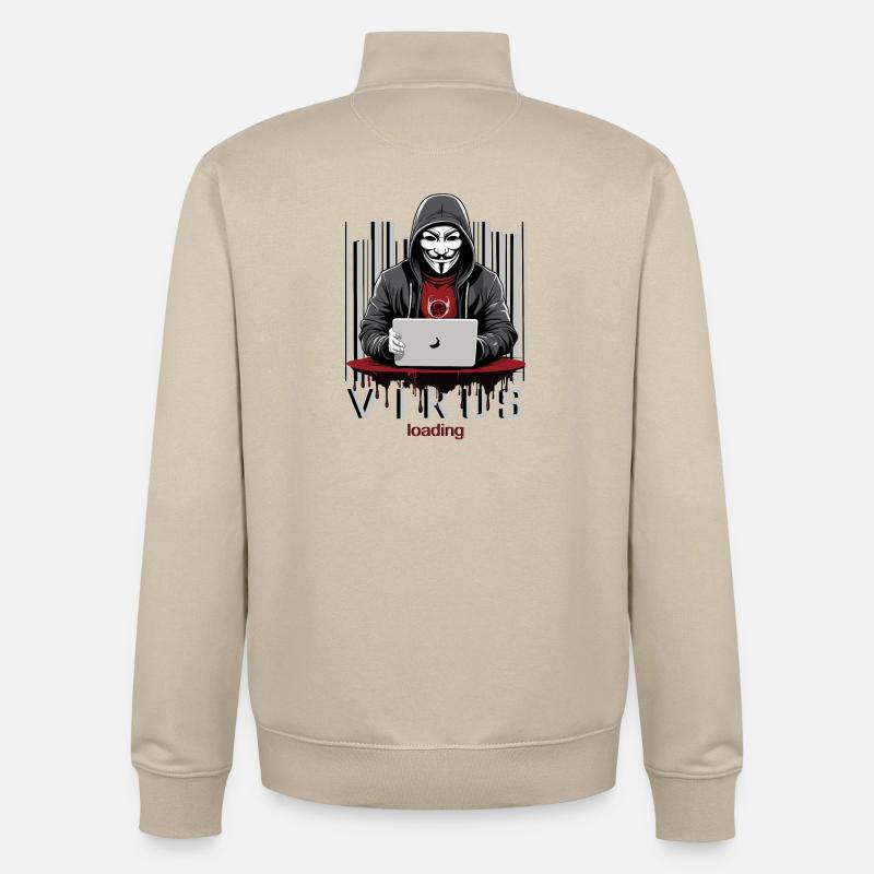 Anonymous Hacker - Unisex Organic Zip Sweatshirt by Stanley/Stella - desert dust