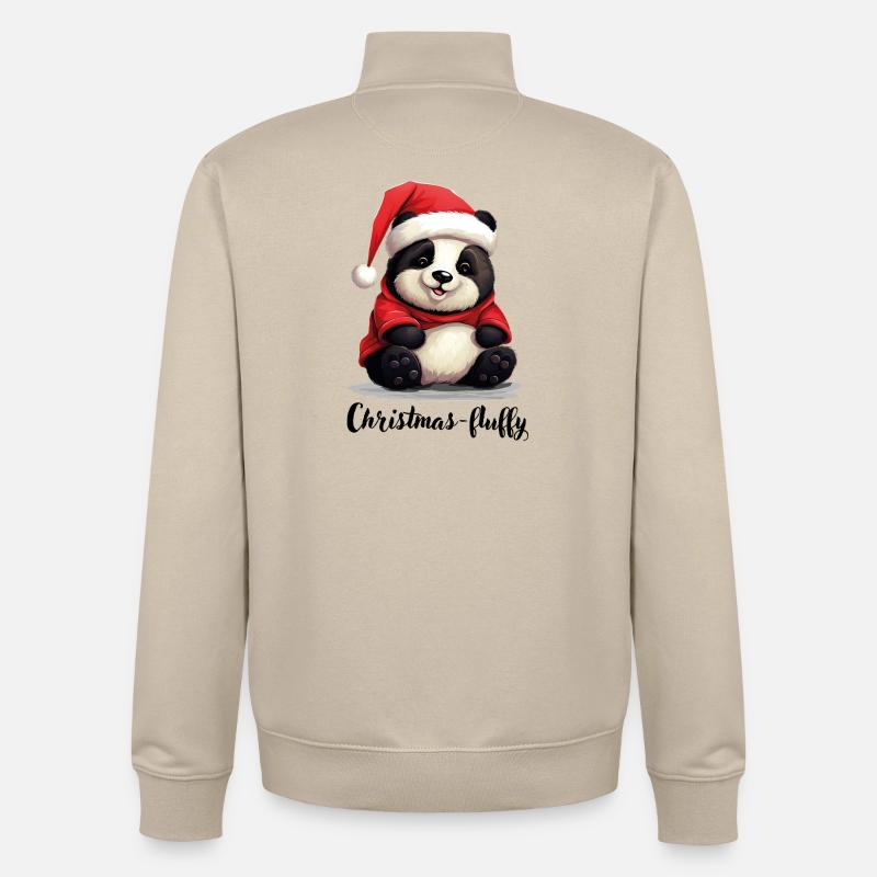 Noël, Panda Bear, Panda Noël-moelleux - Sweat zippé unisexe en coton bio Stanley/Stella - beige crème