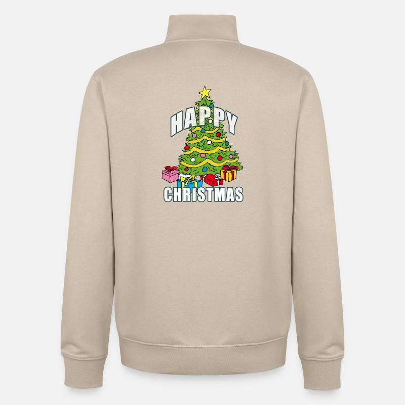 JOYEUX NOËL | Arbre de Noël - Sweat zippé unisexe en coton bio Stanley/Stella - beige crème