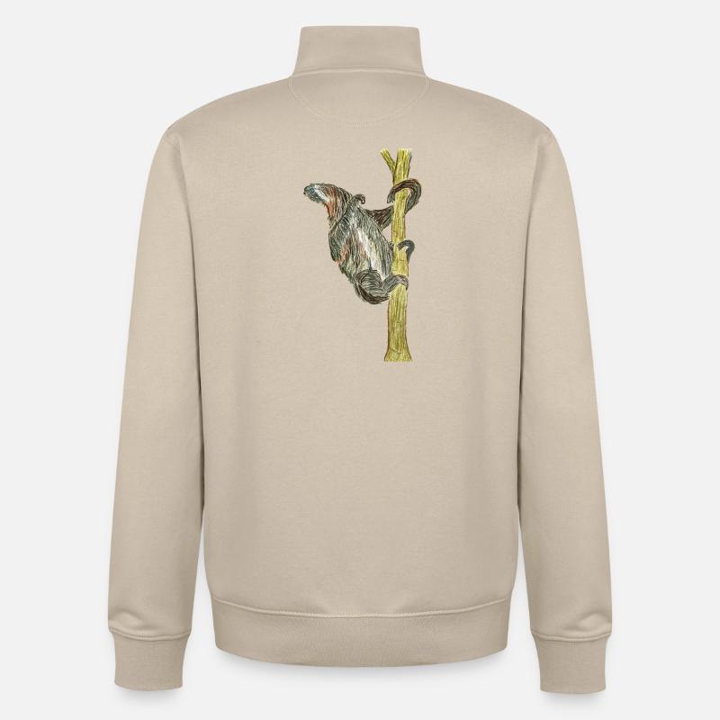 Monkey artwork on tree - Unisex Organic Zip Sweatshirt by Stanley/Stella - desert dust
