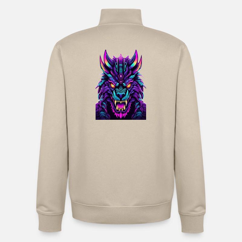 Neon Wolfsgeist - Unisex Organic Zip Sweatshirt von Stanley/Stella - Cremebeige