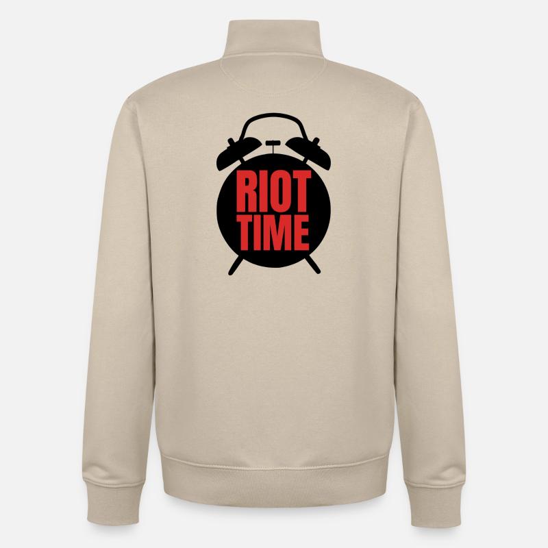 Riot Time – Mutiges rotes Textdesign - Unisex Organic Zip Sweatshirt von Stanley/Stella - Cremebeige