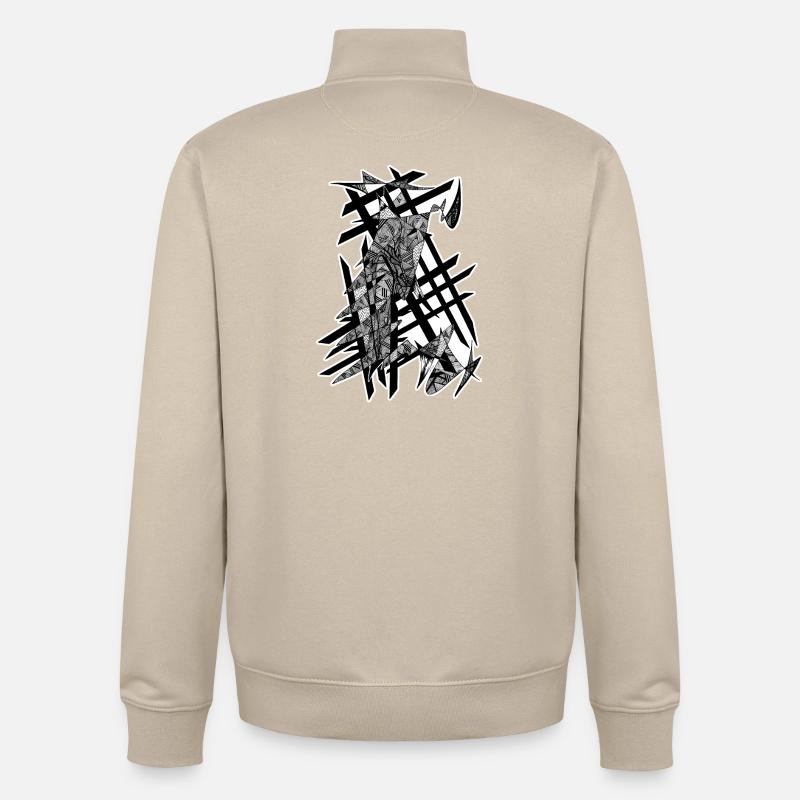 Design abstrait noir et blanc n°5  - Sweat zippé unisexe en coton bio Stanley/Stella - beige crème