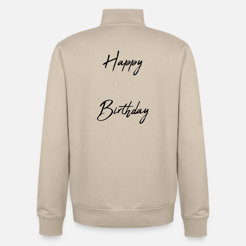 CHAPPY BIRTHDAY. JOYEUX ANNIVERSAIRE. ANNIVERSAIRE - Sweat zippé unisexe en coton bio Stanley/Stella - beige crème