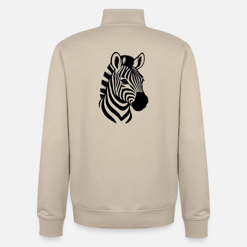 Zebra Head - Zebra - Unisex Organic Zip Sweatshirt by Stanley/Stella - desert dust