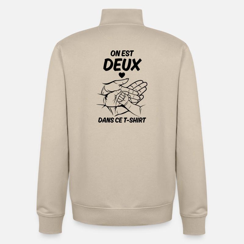 Annonce grossesse on est deux amour - Sweat zippé unisexe en coton bio Stanley/Stella - beige crème