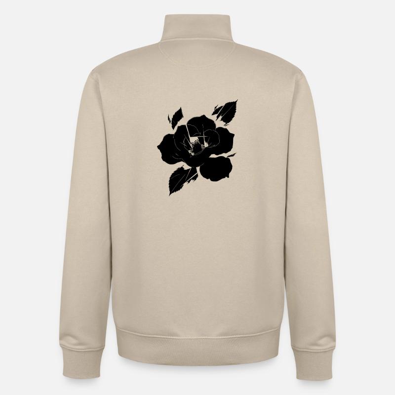 Rose noire fragmentée - Sweat zippé unisexe en coton bio Stanley/Stella - beige crème