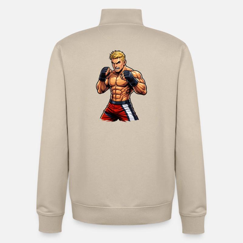 Combattant de MMA avec des muscles - Sweat zippé unisexe en coton bio Stanley/Stella - beige crème