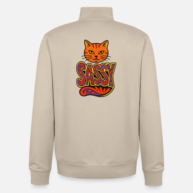 Sassy Cat Psychedelic Script - Unisex Organic Zip Sweatshirt von Stanley/Stella - Cremebeige