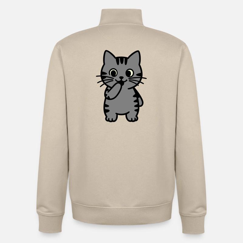Tigre Chat Tigre-Tigre-Trois Couleurs - Sweat zippé unisexe en coton bio Stanley/Stella - beige crème
