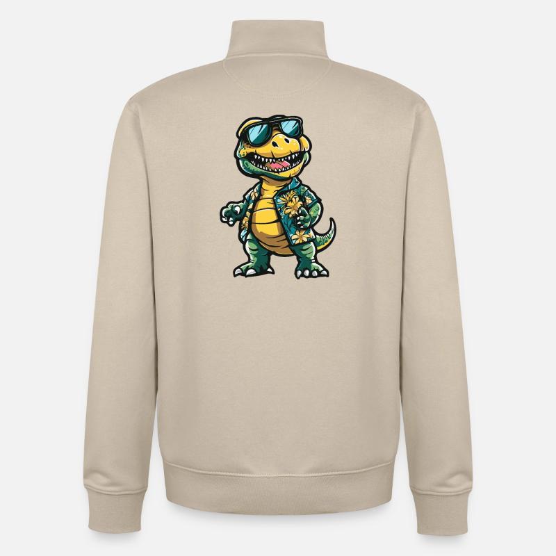 Dinosaurier T-Rex Comic Urlaub - Unisex Organic Zip Sweatshirt von Stanley/Stella - Cremebeige