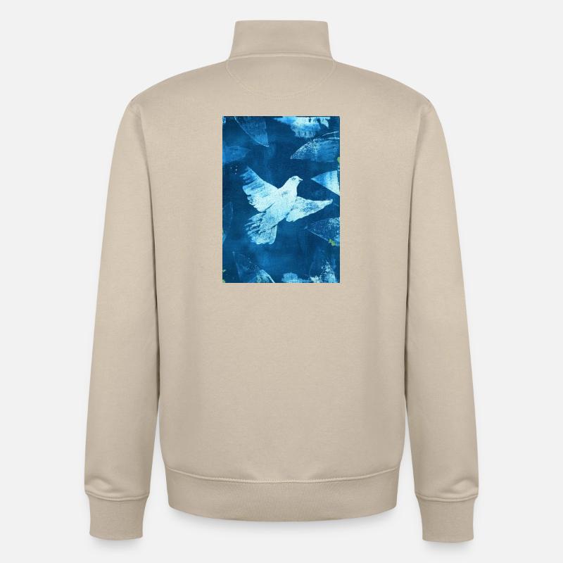 Blau Taube Friedensvisual - Unisex Organic Zip Sweatshirt von Stanley/Stella - Cremebeige