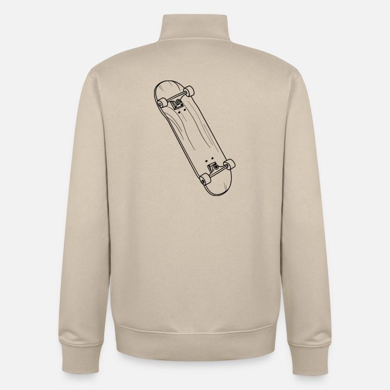 Dessin de planche à roulettes - Sweat zippé unisexe en coton bio Stanley/Stella - beige crème