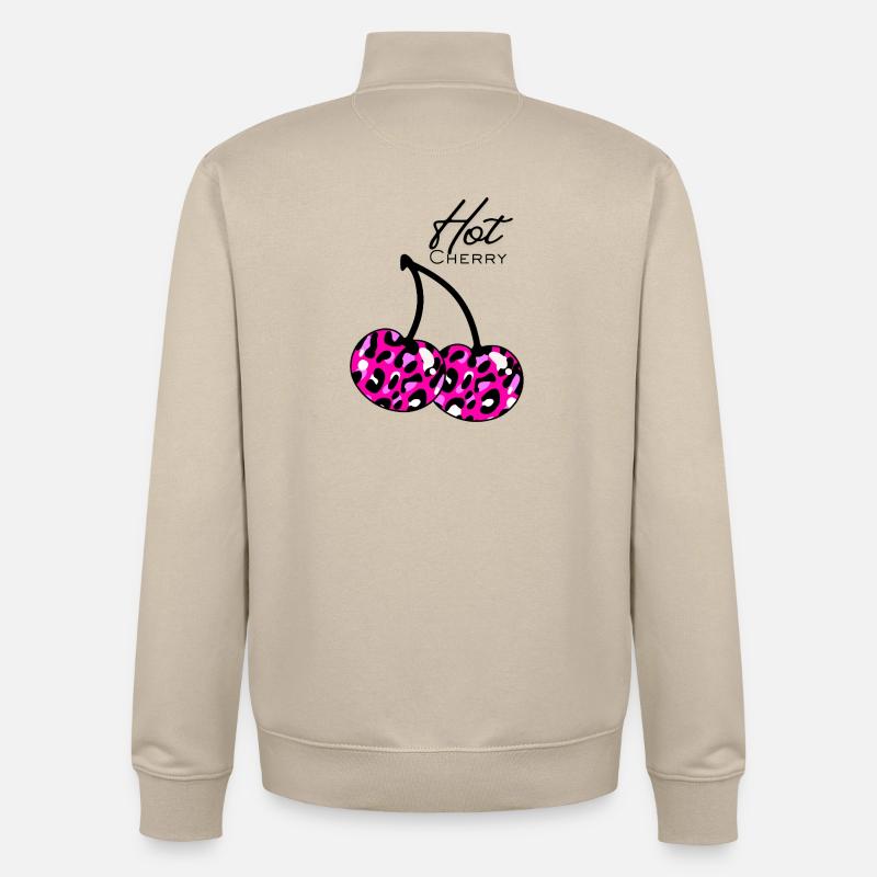 Pink leopard pattern cherry - Unisex Organic Zip Sweatshirt by Stanley/Stella - desert dust