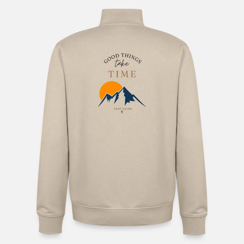 Time takes summit courage - Unisex Organic Zip Sweatshirt by Stanley/Stella - desert dust
