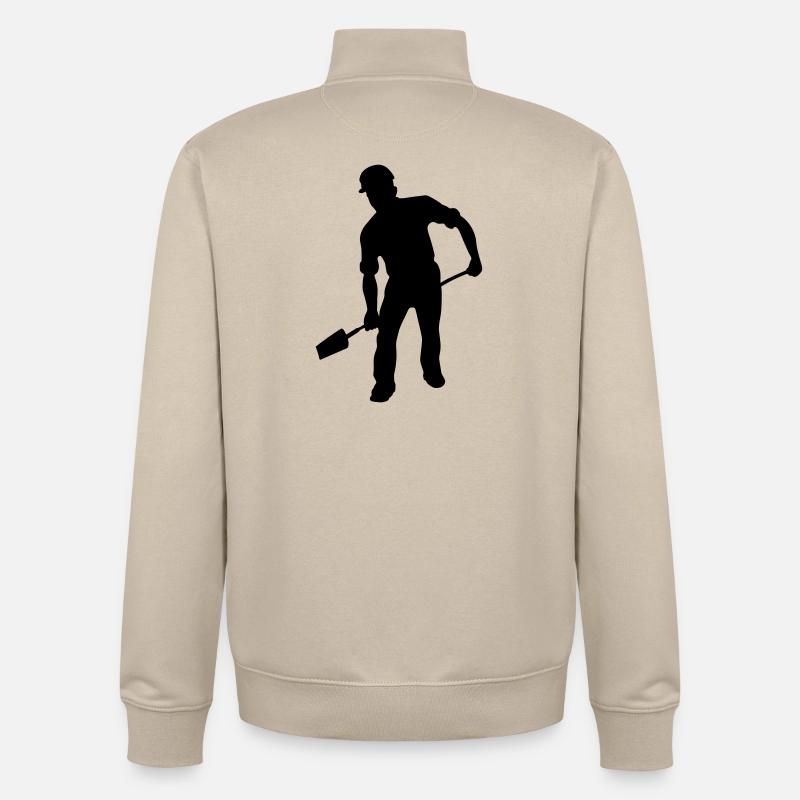 Bodenarbeiter mit der Schaufel – harte Arbeit - Unisex Organic Zip Sweatshirt von Stanley/Stella - Cremebeige