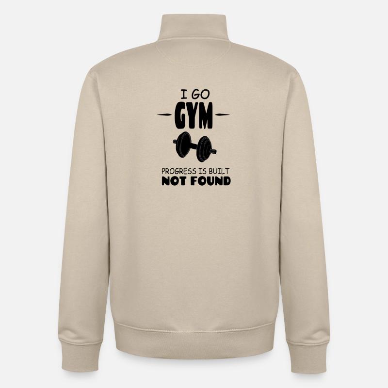 I_go_GYM_Progress_Is_Build_Not_Found - Sweat zippé unisexe en coton bio Stanley/Stella - beige crème
