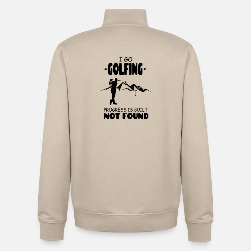 I_Go_Golfing_Progress_Is_Build_Not_Found - Unisex Organic Zip Sweatshirt von Stanley/Stella - Cremebeige
