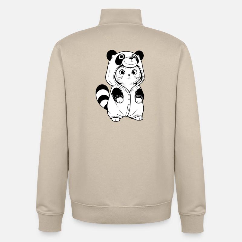 Sweat à capuche câlin Panda - Sweat zippé unisexe en coton bio Stanley/Stella - beige crème