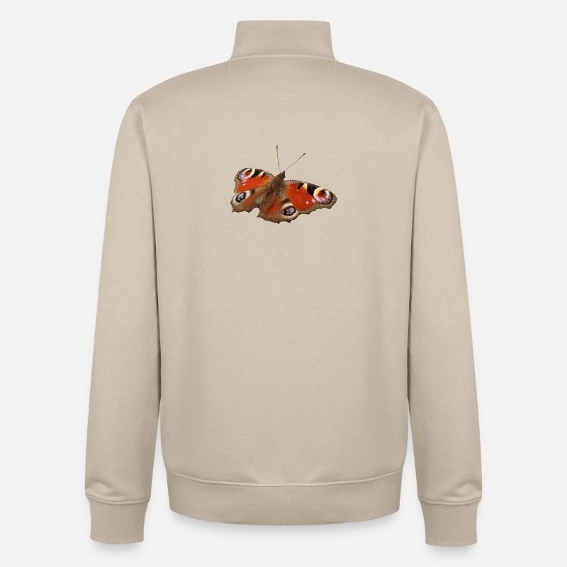 Papillon ozone rouge - Sweat zippé unisexe en coton bio Stanley/Stella - beige crème